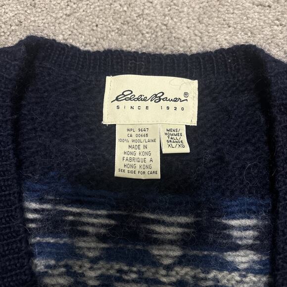 VTG 90s Eddie Bauer Size XL Tall Wool Knit Fisherman Sweater Vest - Picture 2 of 5